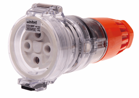 3 Phase 4 Round Pin Extension Socket - 10Amp - IP/SCO4P10