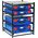 2 Large Drawer Frame + 2 Small Drawer Assembled c/w PC Lid Cases- Blue Blue Cases - 33SFS2L2SA-BL