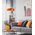 PENDANT ES 40W DOME Orange Glass w/Brass Highlight OD420mm