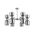 CLESSIDRA:  Interior Mirror Finish Smokey Black / Opal Glass Ellipse x12 Round Base Pendant Lights