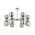 CLESSIDRA:  Interior Mirror Finish Smokey Black / Opal Glass Ellipse x12 Round Base Pendant Lights