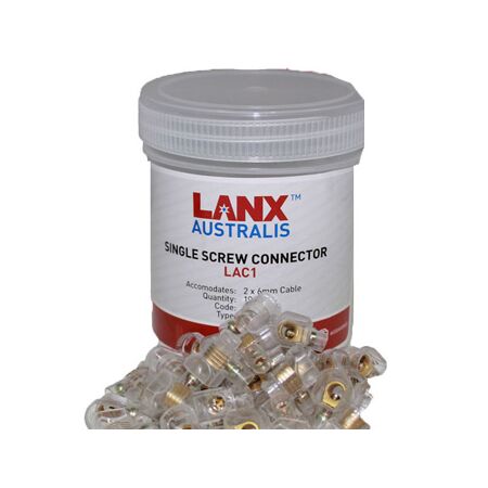 Single Screw 240V 2 X 6mm Electrical Cable Connector (100pcs)