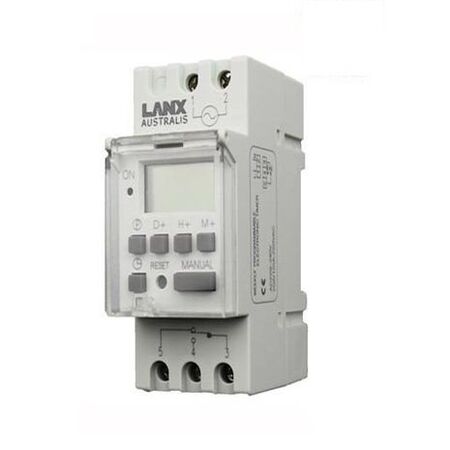 Lanx 7 Day 240V AC 20A 24 Hour Programmable Digital Timer Switch Din Rail Switchboard Mounted