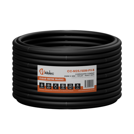 25mm x 50m Solar Corrugated Conduit - Black