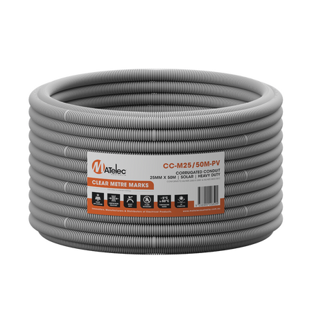 25mm x 50m Solar Corrugated Conduit - Black