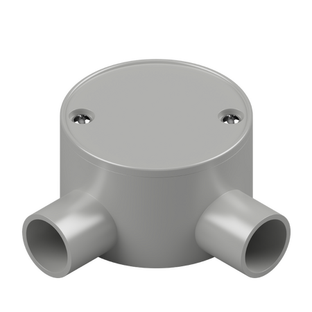 25mm Grey PVC 2-Way Angle Shallow Junction Box
