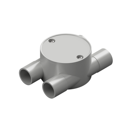25mm Grey PVC 4-Way 'H' Type Shallow Junction Box