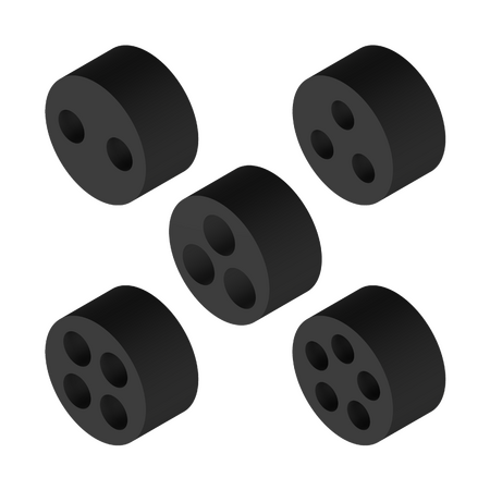 6mm Black Multi-Hole Insert Plug - 100 Bag