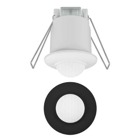 360° White/Black Mini PIR Recessed Mount Motion Sensor