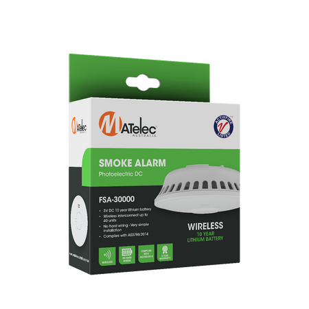 Wireless Photoelectric Smoke Detector with 10yr Lithium Battery