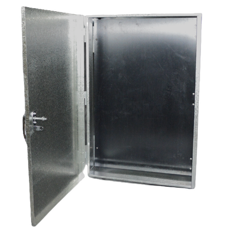 Enclosure IP23 500x500x250 Raw Galvanised Hinged Switchpanel Top Hinged Door