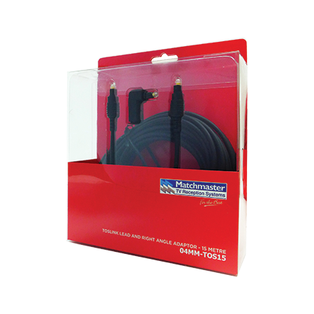 15m Toslink Male to Male Lead including Right Angle Adaptor