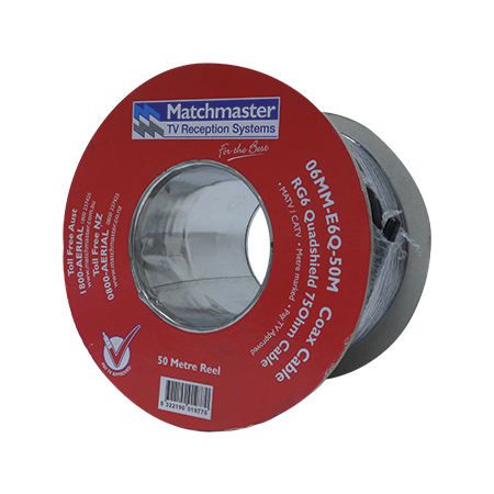 50m RG6 Quad-shield Coaxial Cable Reel