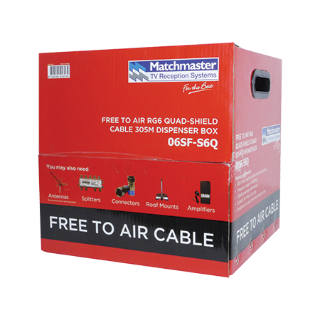 305m RG6 Free-to-Air Quad-shield Coaxial Cable Dispenser Box