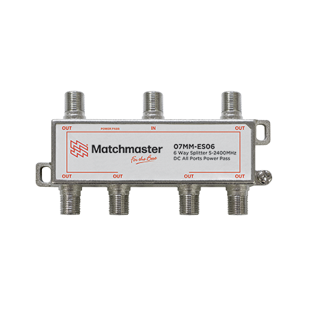 6 Way Splitter 'F' Type 5-2400MHz Power Pass All Ports (Bag)