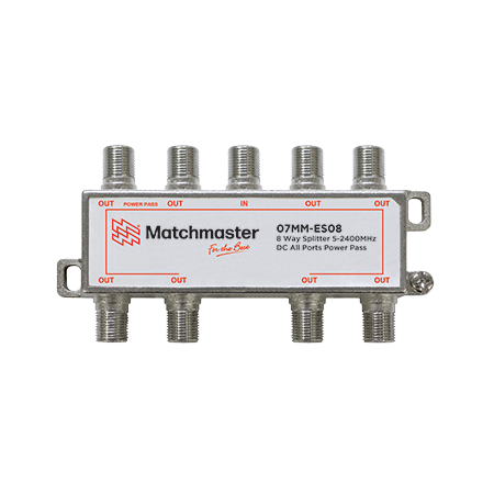 8 Way Splitter 'F' Type 5-2400MHz Power Pass All Ports (Bag)