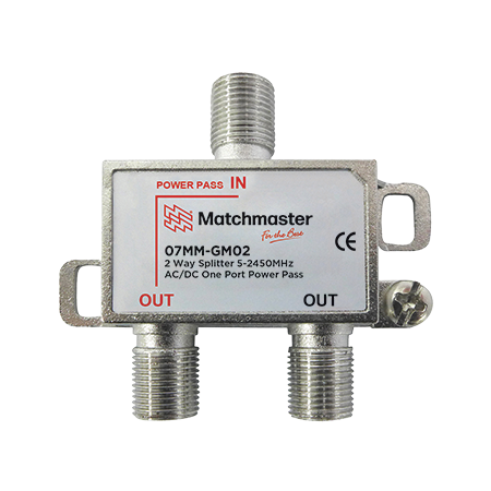 2 Way ‘F’ Type Splitter 5-2450MHz AC/DC One Port Power Pass