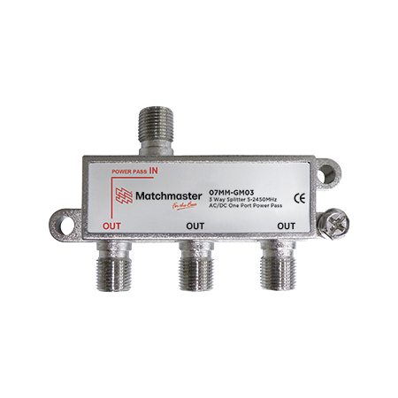 3 Way ‘F’ Type Splitter 5-2450MHz AC/DC One Port Power Pass