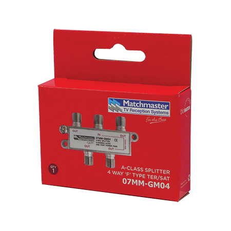 4 Way ‘F’ Type Splitter 5-2450MHz AC/DC One Port Power Pass