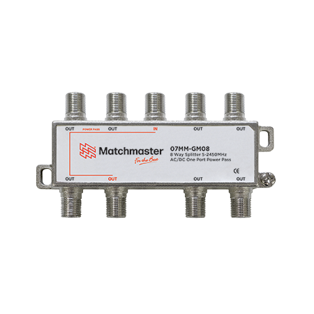 8 Way ‘F’ Type Splitter 5-2450MHz AC/DC One Port Power Pass