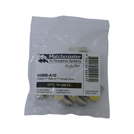'F' Male to 'F' Female Elbow Adaptor (10 Pack)