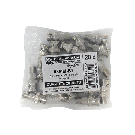 'F' Female to BNC Male Adaptor (20 Pack)