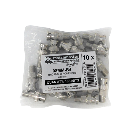 RCA Female to BNC Male Adaptor (10 Pack)
