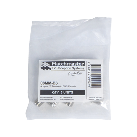 'F' Female to BNC Female Adaptor (5 Pack)