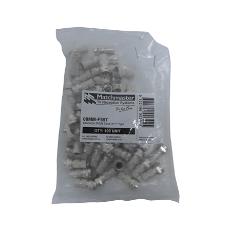 RG59 'F' Type Twist On Connector (100 Pack)
