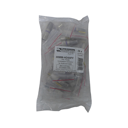 'F' Type PAL Female Compression Connector for RG59 SDI Cable (25 Pack)