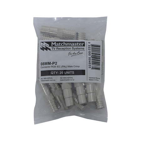 RG6 IEC (PAL) Male Crimp Connector (20 Pack)