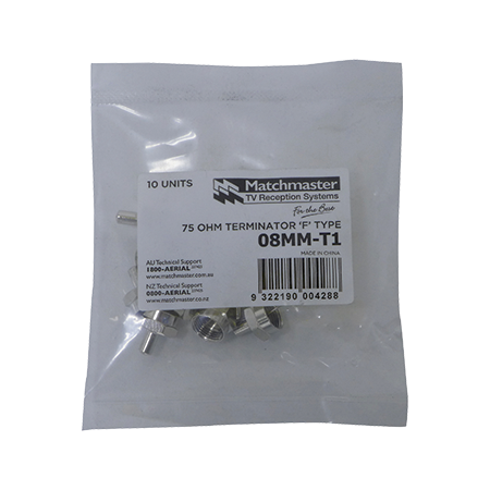 'F' Type 75 Ohm Terminator (10 Pack)