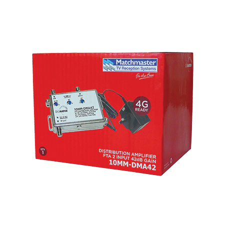 Distribution Amplifier UHF/VHF 40dB with 4G/5G Filter and Power Supply