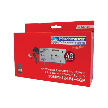 Masthead Amplifier VHF/UHF 24dB with 4G/5G Filter and Power Supply