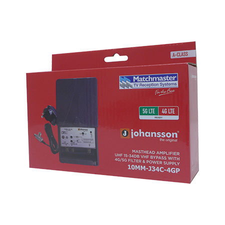 Masthead Amplifier UHF 34dB with 4G/5G Filter and Power Supply