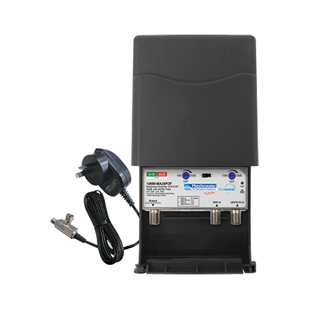 Masthead Amplifier VHF/UHF 30dB with 4G/5G Filter and Power Supply - 174-694MHz