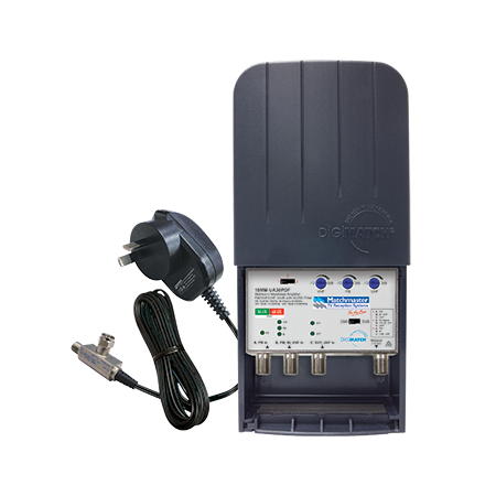 Multiband Masthead Amplifier FM/BI/VHF/UHF 30dB with 4G/5G Filter and Power Supply