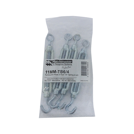 Turnbuckle Hook with 1/4" (6.3mm) Eye (4 Pack)