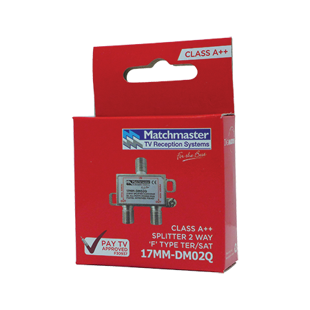 2 Way ‘F’ Type Splitter 5-2400MHz DC All Ports Power Pass