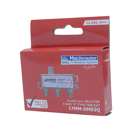3 Way ‘F’ Type Splitter 5-2400MHz DC All Ports Power Pass