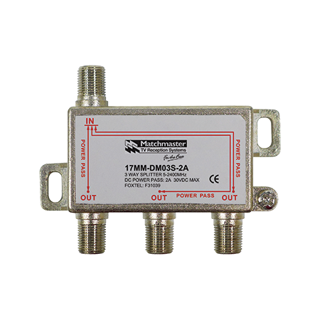 3 Way Splitter for Foxtel SMS Systems Max 30V 2A Power Pass All Ports