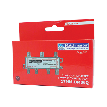 6 Way ‘F’ Type Splitter 5-2400MHz DC All Ports Power Pass