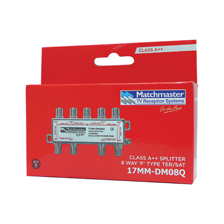 8 Way ‘F’ Type Splitter 5-2400MHz DC All Ports Power Pass