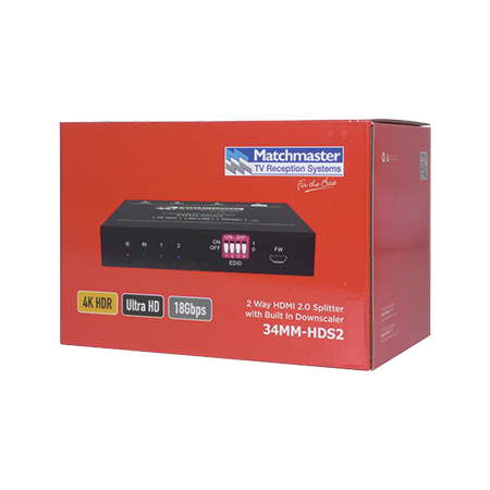 2 Way 4K High Speed HDMI® Splitter 18Gbps with Built-in Downscaler