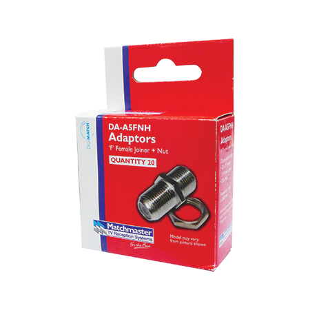 'F' Female to 'F' Female Adaptor with Nuts and Washers (20 Pack)