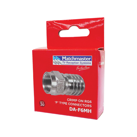 RG6 'F' Type Crimp On Connector (20 Pack)