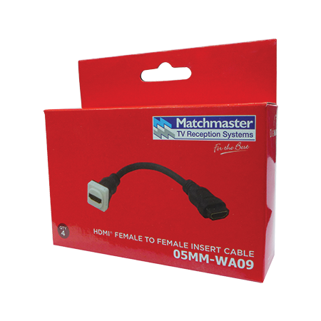 HDMI® Insert to HDMI® Female Short Cable (4 Pack)