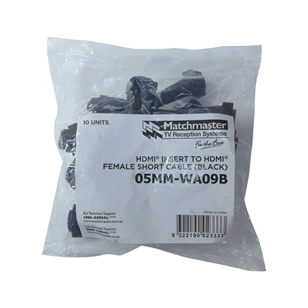 HDMI® Insert (Black) to HDMI® Female Short Cable (10 Pack)