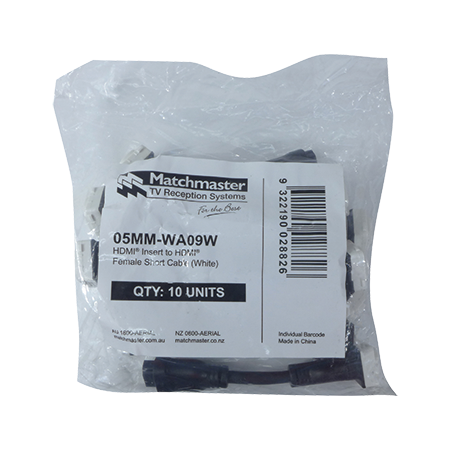 HDMI® Insert to HDMI® Female Short Cable (10 Pack)