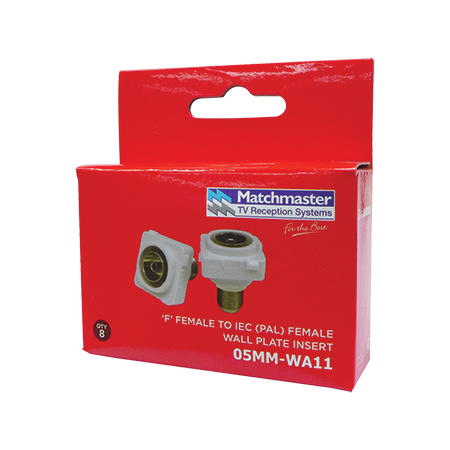 IEC (PAL) Female to 'F' Female Wall Plate Insert (8 Pack)